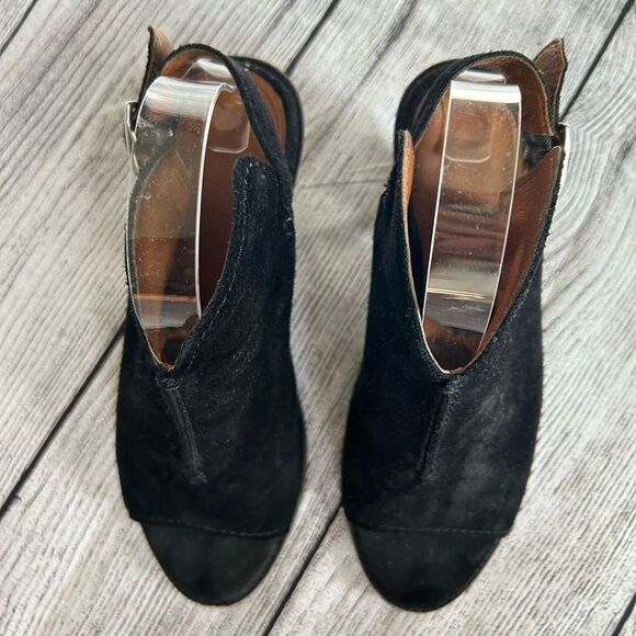 Frye Courtney Slingback black peep toe heeled sandals size 8 B - Picture 2 of 12